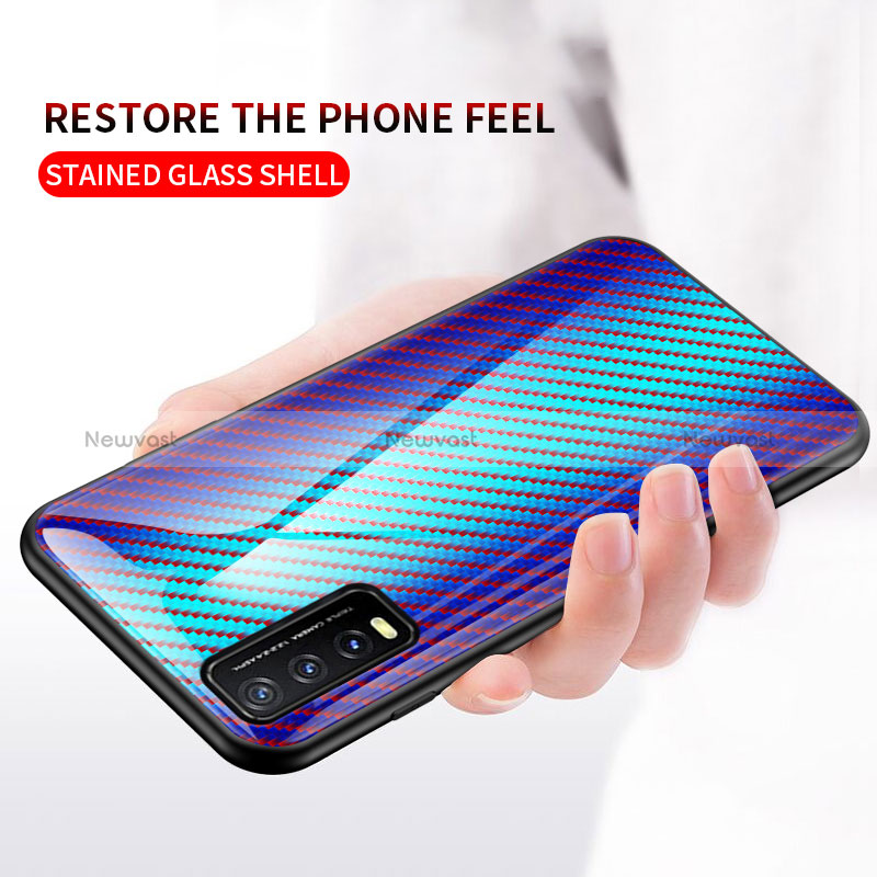 Silicone Frame Mirror Rainbow Gradient Case Cover LS2 for Vivo Y12A