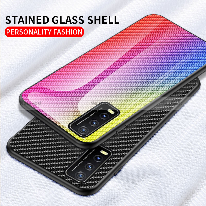 Silicone Frame Mirror Rainbow Gradient Case Cover LS2 for Vivo Y12G