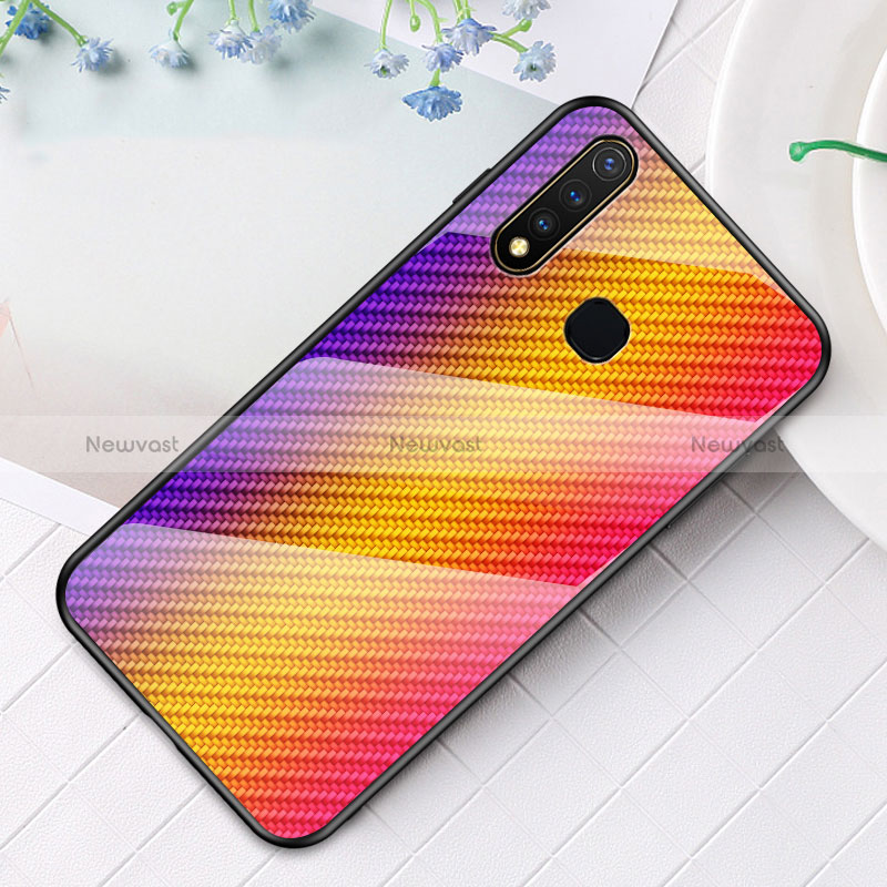 Silicone Frame Mirror Rainbow Gradient Case Cover LS2 for Vivo Y19