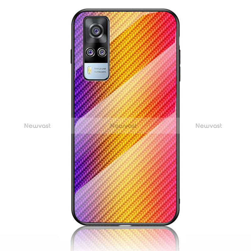 Silicone Frame Mirror Rainbow Gradient Case Cover LS2 for Vivo Y31 (2021)