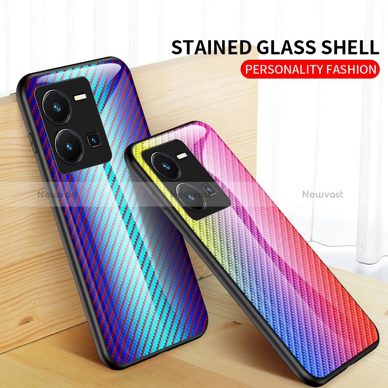Silicone Frame Mirror Rainbow Gradient Case Cover LS2 for Vivo Y35 4G