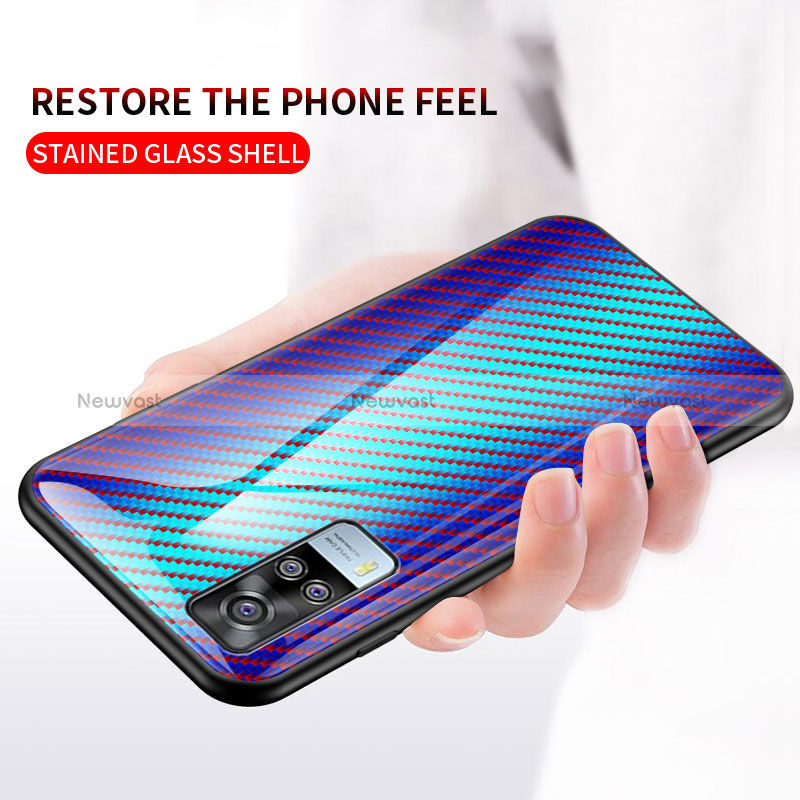 Silicone Frame Mirror Rainbow Gradient Case Cover LS2 for Vivo Y53s NFC