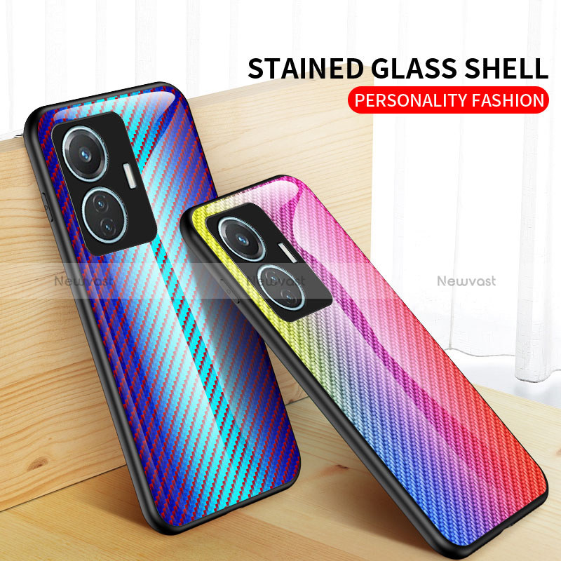 Silicone Frame Mirror Rainbow Gradient Case Cover LS2 for Vivo Y55 4G