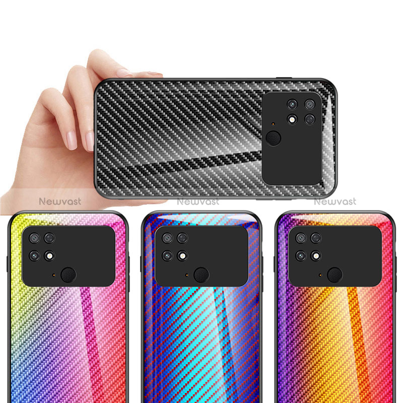 Silicone Frame Mirror Rainbow Gradient Case Cover LS2 for Xiaomi Poco C40