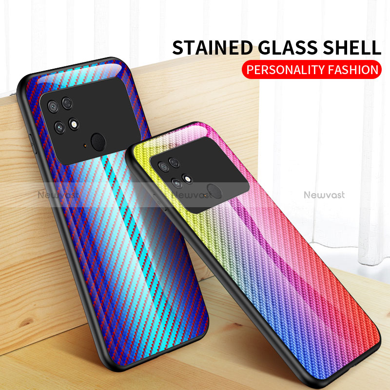 Silicone Frame Mirror Rainbow Gradient Case Cover LS2 for Xiaomi Poco C40
