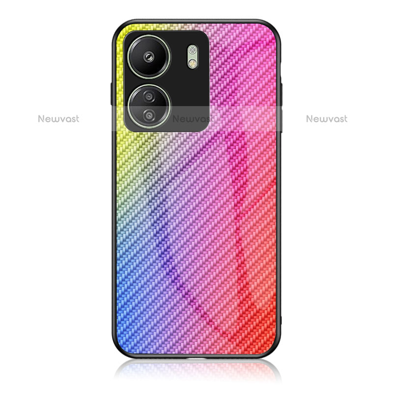 Silicone Frame Mirror Rainbow Gradient Case Cover LS2 for Xiaomi Poco C65