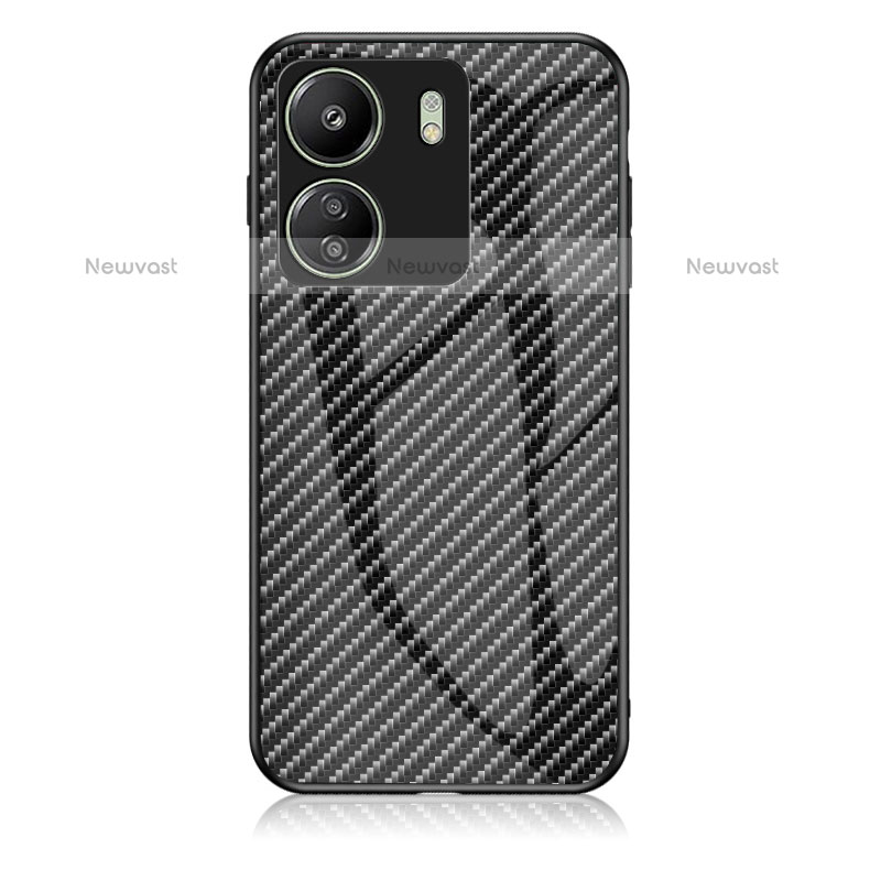 Silicone Frame Mirror Rainbow Gradient Case Cover LS2 for Xiaomi Poco C65 Black