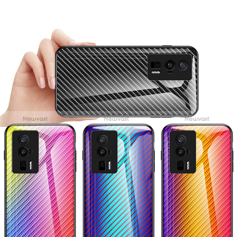 Silicone Frame Mirror Rainbow Gradient Case Cover LS2 for Xiaomi Poco F5 Pro 5G