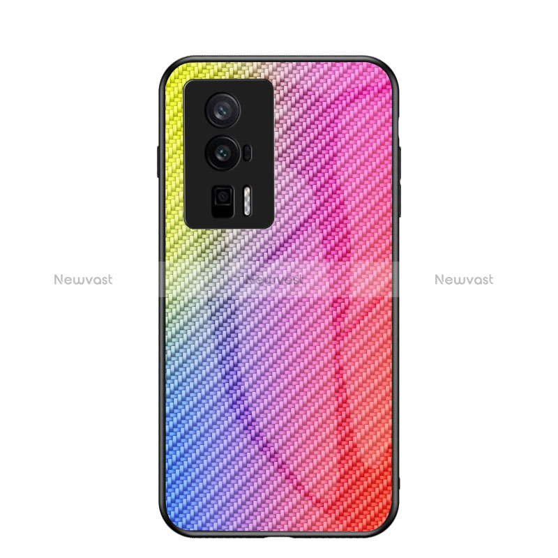 Silicone Frame Mirror Rainbow Gradient Case Cover LS2 for Xiaomi Poco F5 Pro 5G