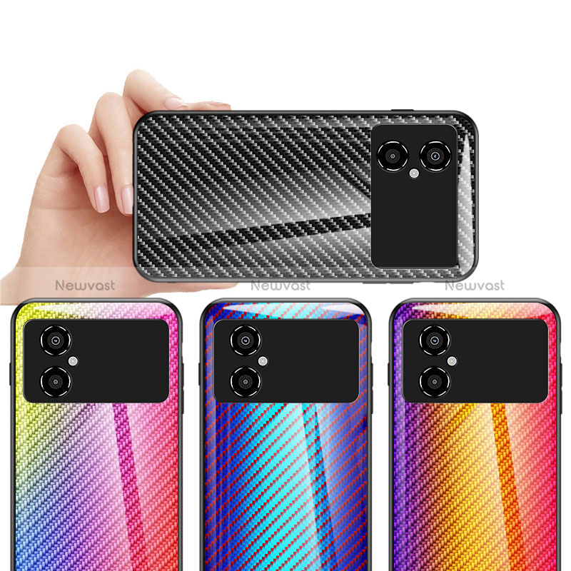 Silicone Frame Mirror Rainbow Gradient Case Cover LS2 for Xiaomi Poco M4 5G