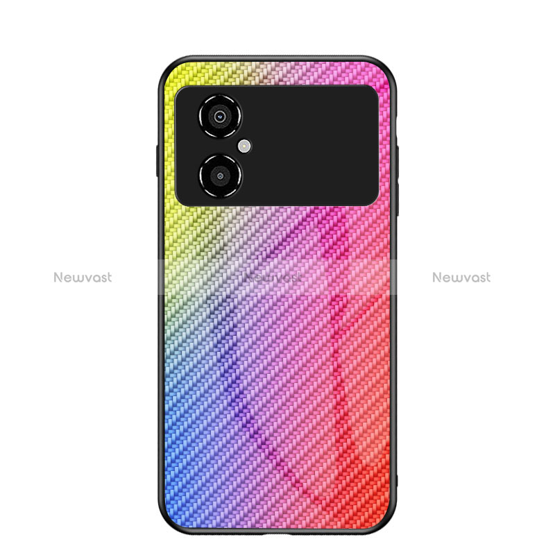 Silicone Frame Mirror Rainbow Gradient Case Cover LS2 for Xiaomi Poco M4 5G