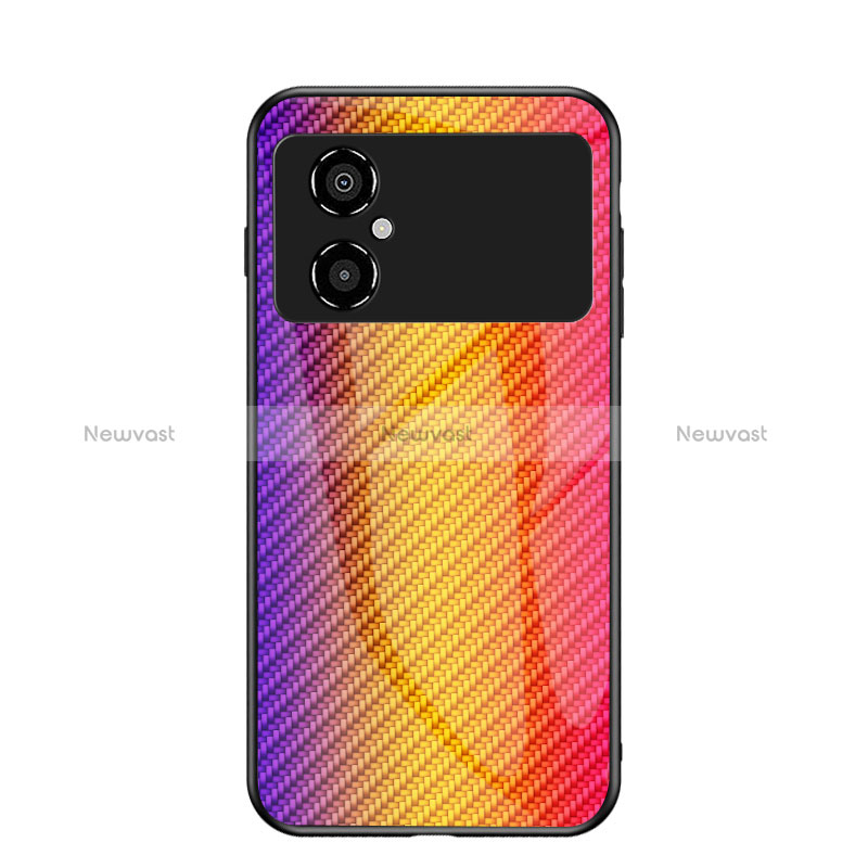 Silicone Frame Mirror Rainbow Gradient Case Cover LS2 for Xiaomi Poco M4 5G