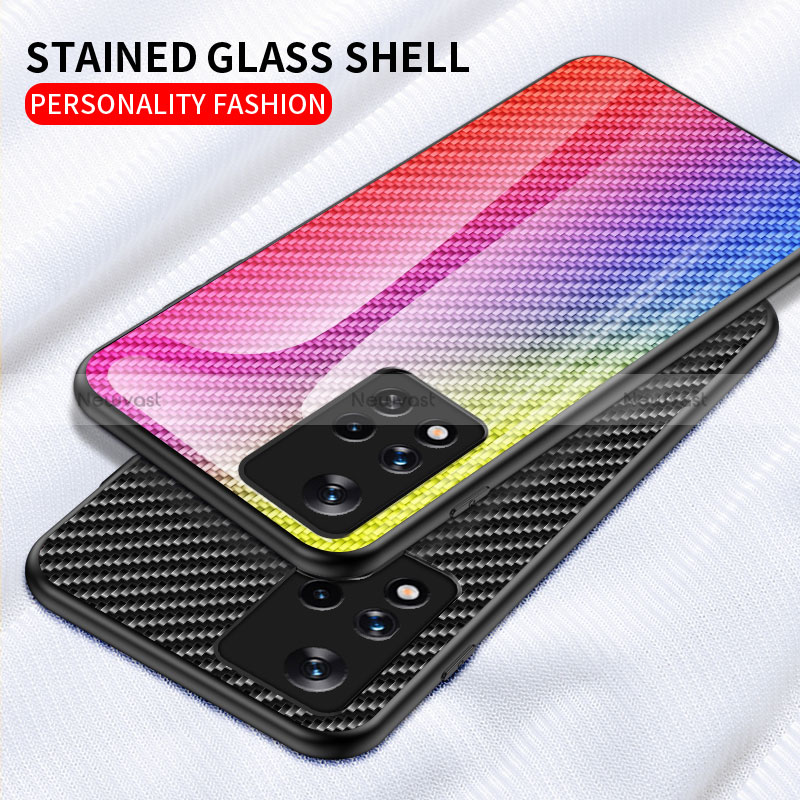 Silicone Frame Mirror Rainbow Gradient Case Cover LS2 for Xiaomi Poco M4 Pro 5G