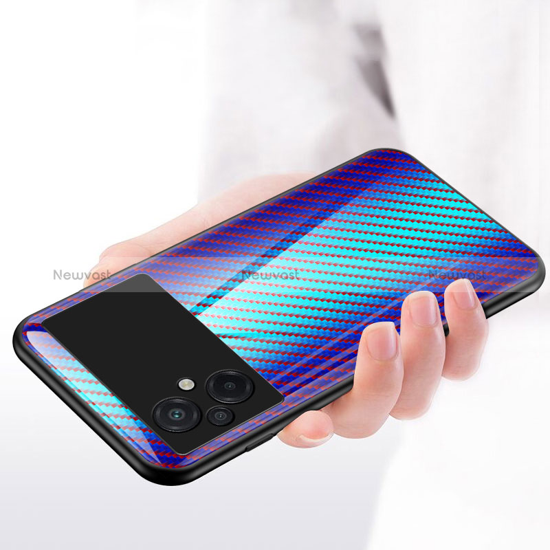 Silicone Frame Mirror Rainbow Gradient Case Cover LS2 for Xiaomi Poco M5 4G