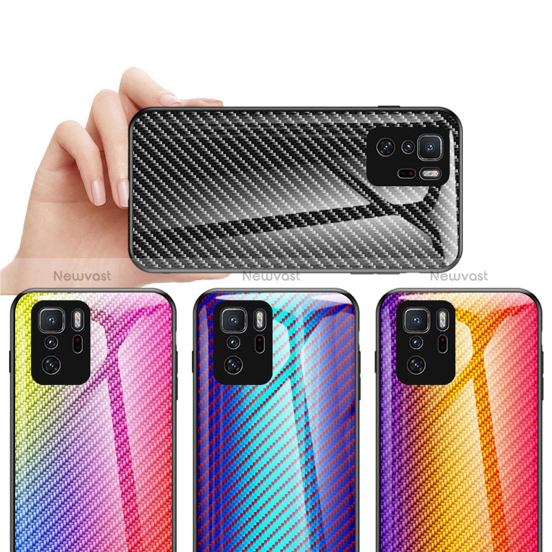 Silicone Frame Mirror Rainbow Gradient Case Cover LS2 for Xiaomi Poco X3 GT 5G