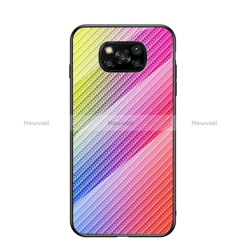 Silicone Frame Mirror Rainbow Gradient Case Cover LS2 for Xiaomi Poco X3 NFC