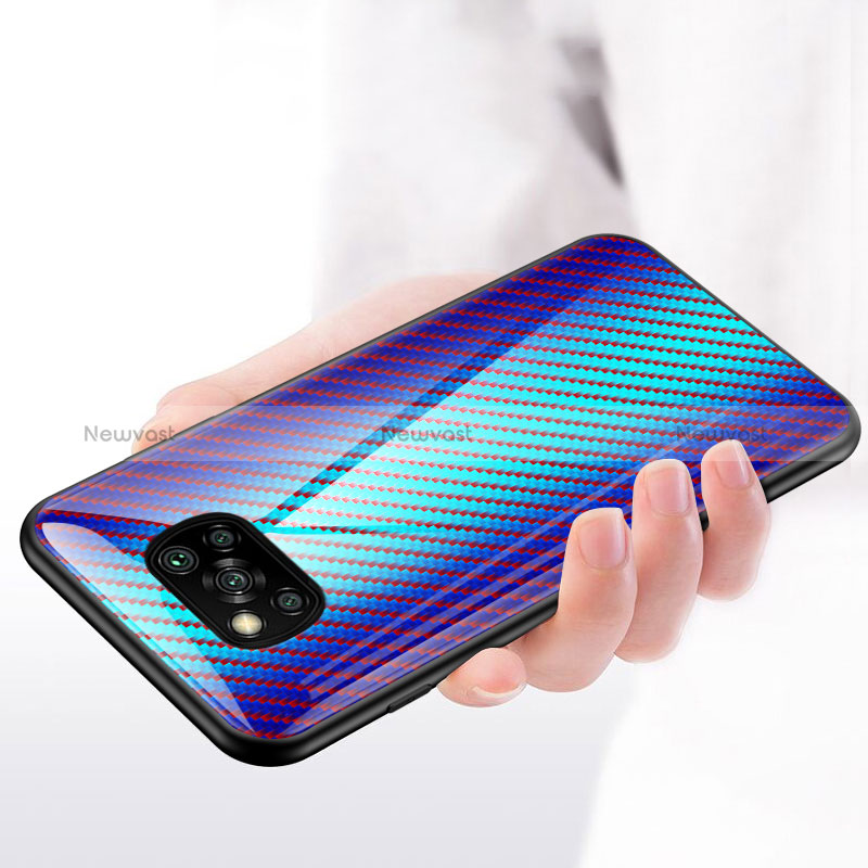 Silicone Frame Mirror Rainbow Gradient Case Cover LS2 for Xiaomi Poco X3 Pro