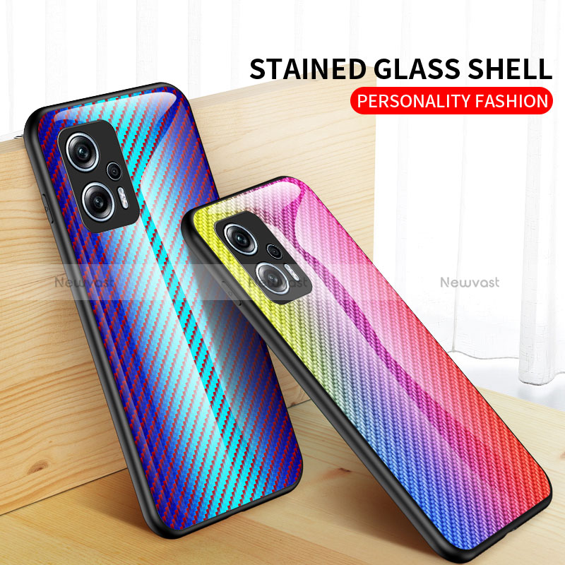 Silicone Frame Mirror Rainbow Gradient Case Cover LS2 for Xiaomi Poco X4 GT 5G