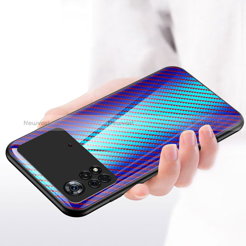 Silicone Frame Mirror Rainbow Gradient Case Cover LS2 for Xiaomi Poco X4 Pro 5G