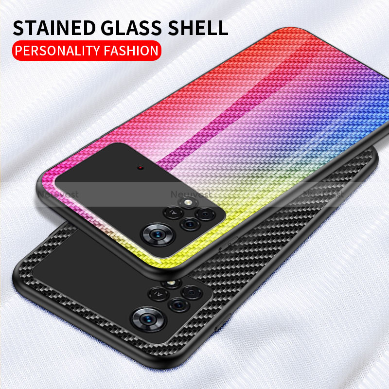 Silicone Frame Mirror Rainbow Gradient Case Cover LS2 for Xiaomi Poco X4 Pro 5G