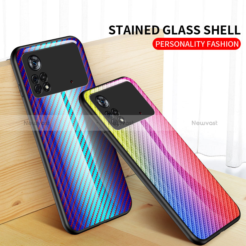 Silicone Frame Mirror Rainbow Gradient Case Cover LS2 for Xiaomi Poco X4 Pro 5G