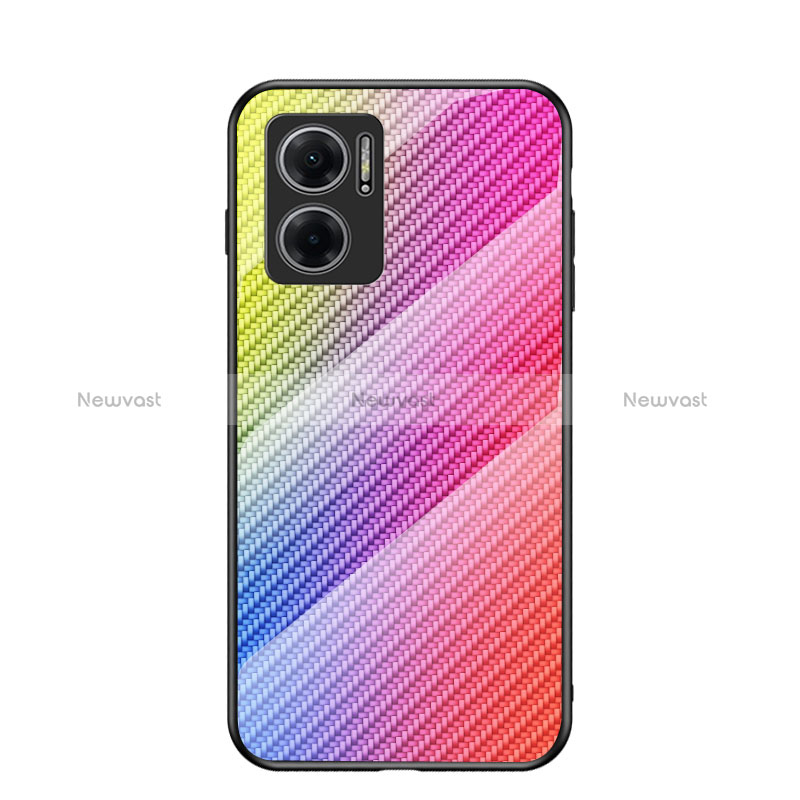 Silicone Frame Mirror Rainbow Gradient Case Cover LS2 for Xiaomi Redmi 10 Prime Plus 5G