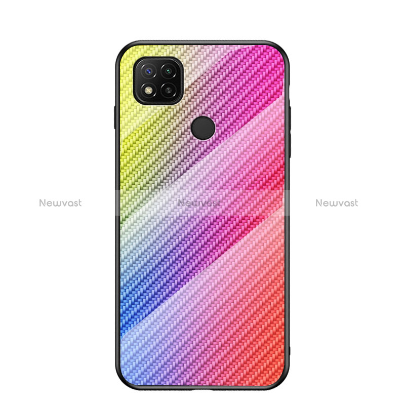 Silicone Frame Mirror Rainbow Gradient Case Cover LS2 for Xiaomi Redmi 9 Activ