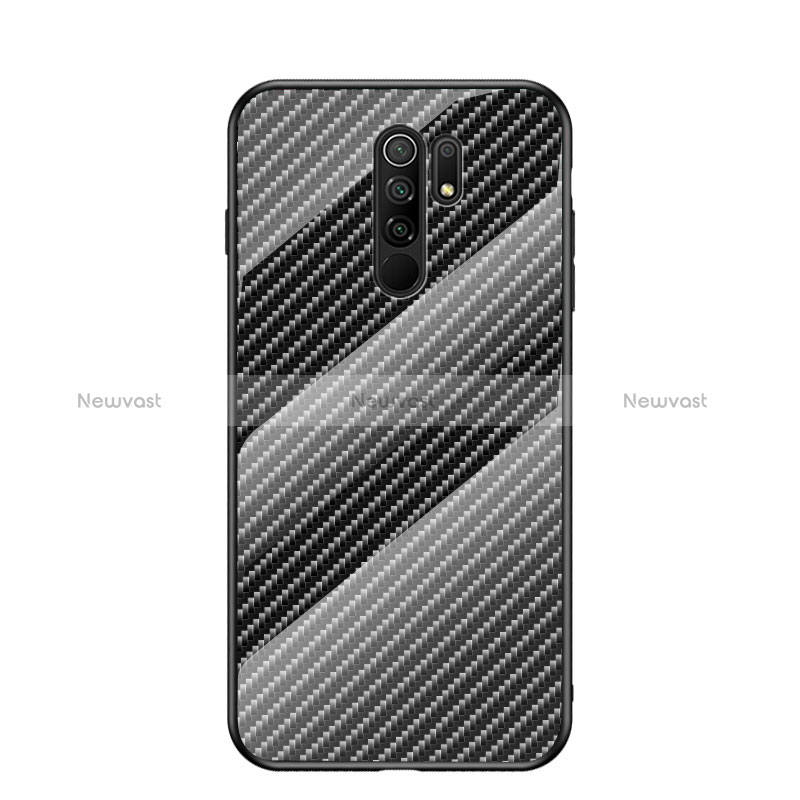 Silicone Frame Mirror Rainbow Gradient Case Cover LS2 for Xiaomi Redmi 9 Black