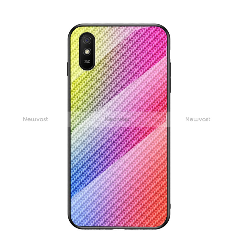 Silicone Frame Mirror Rainbow Gradient Case Cover LS2 for Xiaomi Redmi 9A