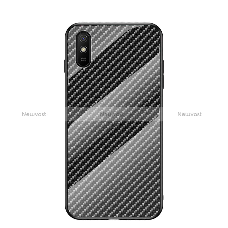 Silicone Frame Mirror Rainbow Gradient Case Cover LS2 for Xiaomi Redmi 9A Black