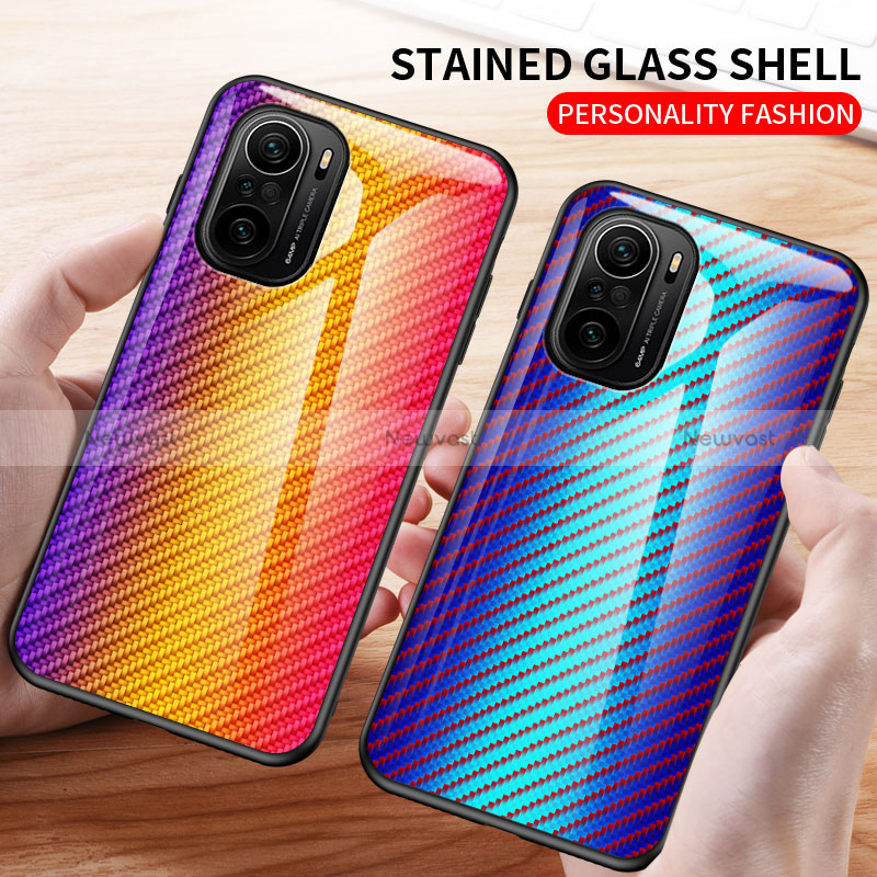 Silicone Frame Mirror Rainbow Gradient Case Cover LS2 for Xiaomi Redmi K40 Pro 5G