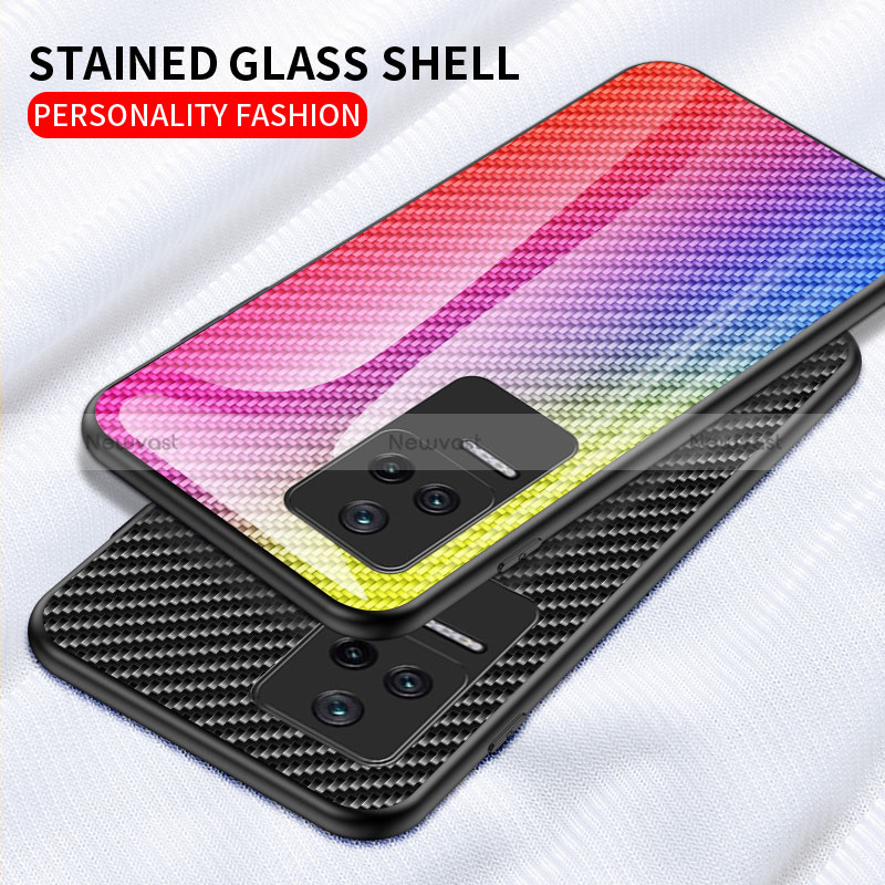 Silicone Frame Mirror Rainbow Gradient Case Cover LS2 for Xiaomi Redmi K40S 5G