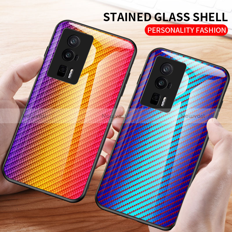 Silicone Frame Mirror Rainbow Gradient Case Cover LS2 for Xiaomi Redmi K60 5G