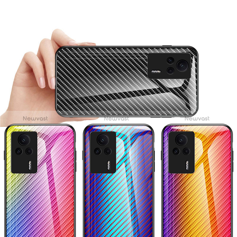 Silicone Frame Mirror Rainbow Gradient Case Cover LS2 for Xiaomi Redmi K60E 5G