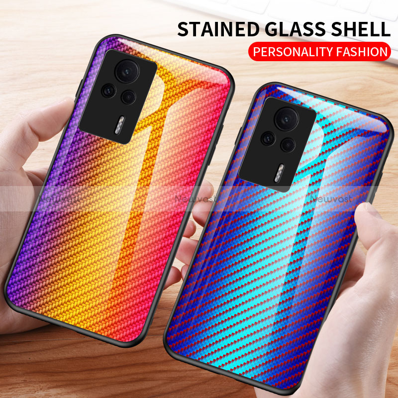 Silicone Frame Mirror Rainbow Gradient Case Cover LS2 for Xiaomi Redmi K60E 5G