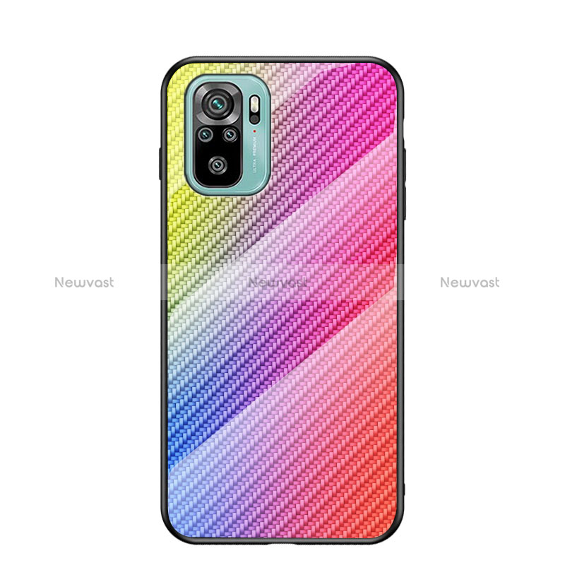 Silicone Frame Mirror Rainbow Gradient Case Cover LS2 for Xiaomi Redmi Note 10 4G