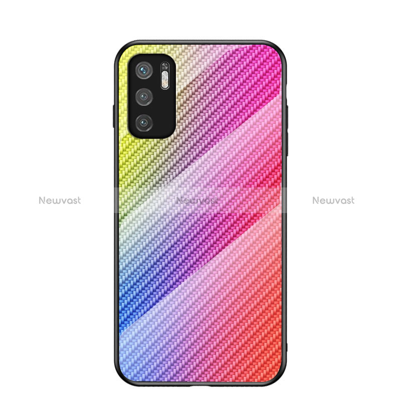 Silicone Frame Mirror Rainbow Gradient Case Cover LS2 for Xiaomi Redmi Note 10 5G