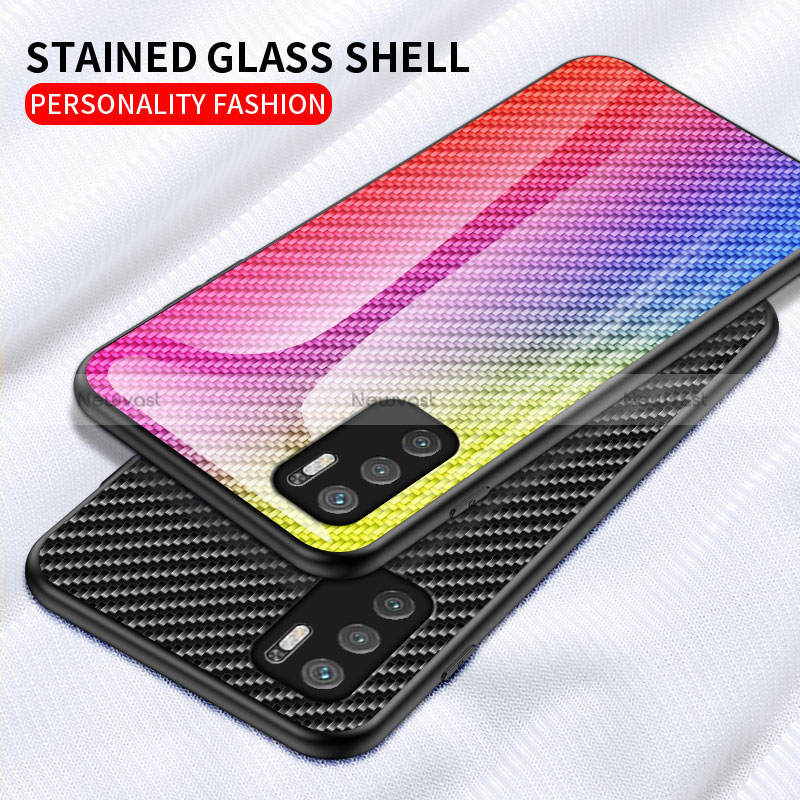 Silicone Frame Mirror Rainbow Gradient Case Cover LS2 for Xiaomi Redmi Note 10 5G