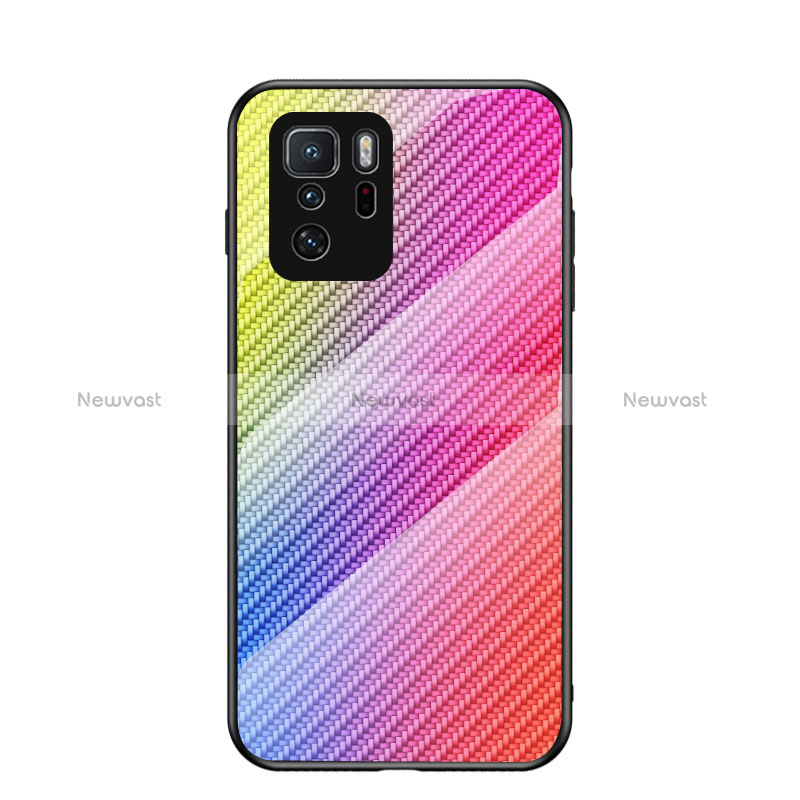 Silicone Frame Mirror Rainbow Gradient Case Cover LS2 for Xiaomi Redmi Note 10 Pro 5G