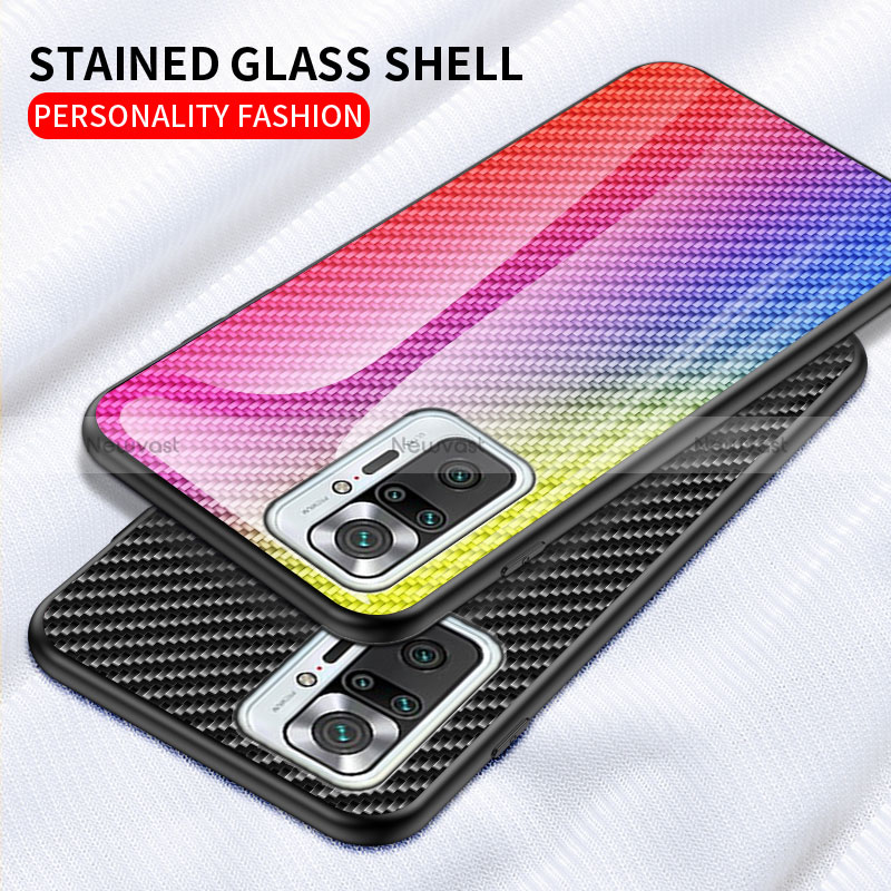 Silicone Frame Mirror Rainbow Gradient Case Cover LS2 for Xiaomi Redmi Note 10 Pro Max