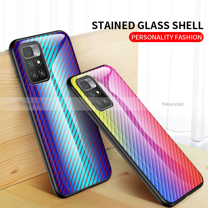 Silicone Frame Mirror Rainbow Gradient Case Cover LS2 for Xiaomi Redmi Note 11 4G (2021)