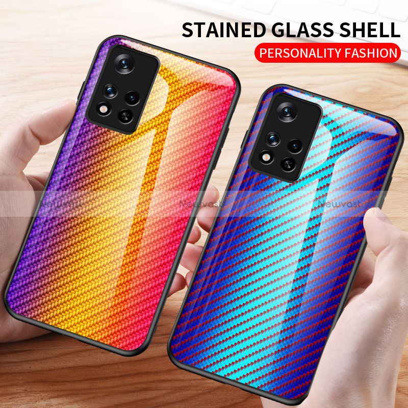 Silicone Frame Mirror Rainbow Gradient Case Cover LS2 for Xiaomi Redmi Note 11S 5G