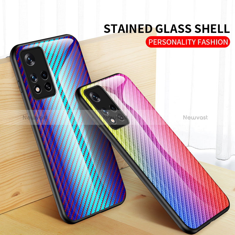 Silicone Frame Mirror Rainbow Gradient Case Cover LS2 for Xiaomi Redmi Note 11T 5G