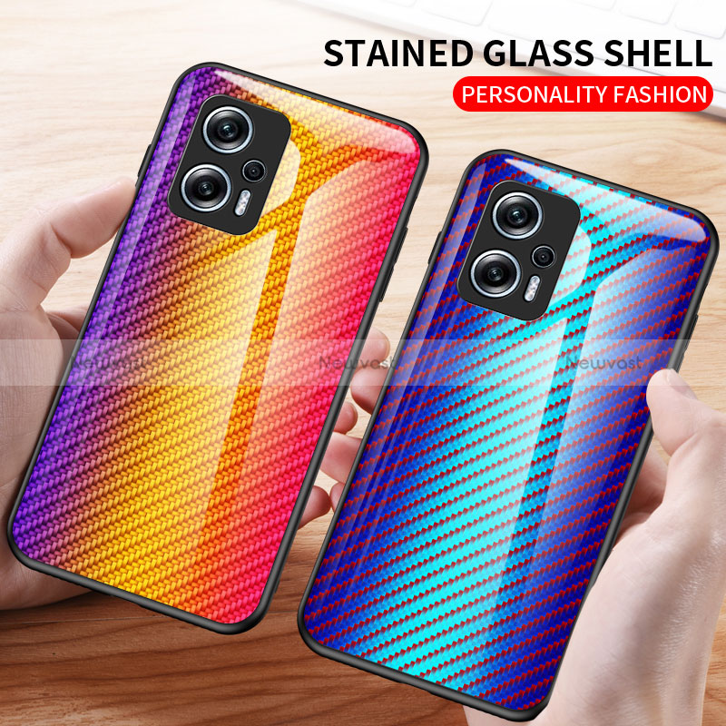 Silicone Frame Mirror Rainbow Gradient Case Cover LS2 for Xiaomi Redmi Note 11T Pro+ Plus 5G