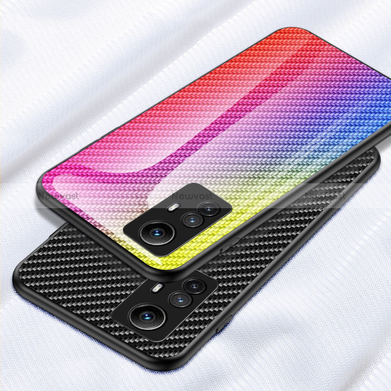 Silicone Frame Mirror Rainbow Gradient Case Cover LS2 for Xiaomi Redmi Note 12S