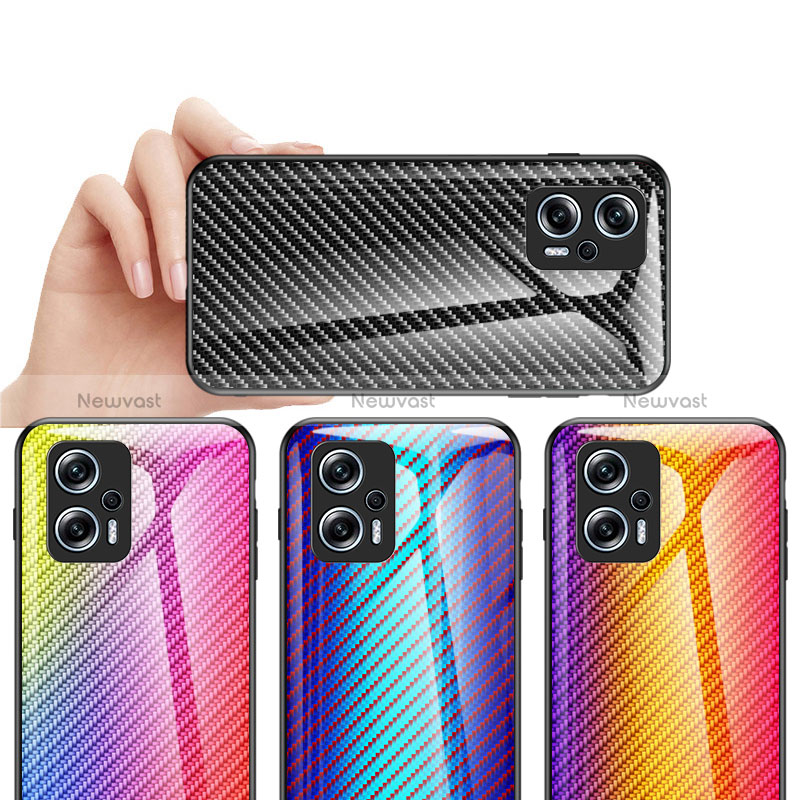 Silicone Frame Mirror Rainbow Gradient Case Cover LS2 for Xiaomi Redmi Note 12T Pro 5G