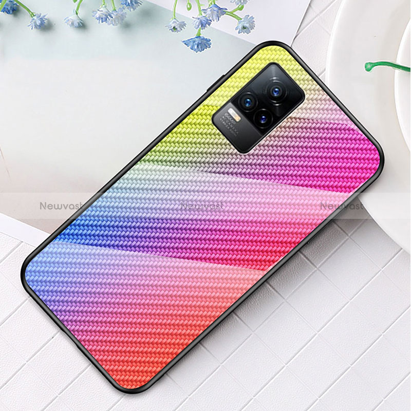 Silicone Frame Mirror Rainbow Gradient Case Cover LS3 for Vivo V21e 4G