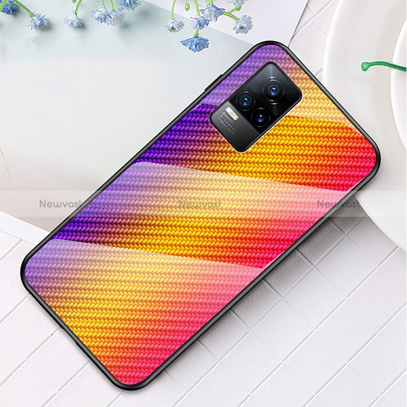 Silicone Frame Mirror Rainbow Gradient Case Cover LS3 for Vivo Y73 (2021) Orange