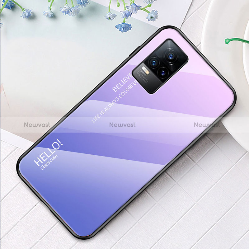 Silicone Frame Mirror Rainbow Gradient Case Cover LS4 for Vivo V21e 4G