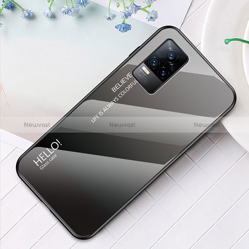 Silicone Frame Mirror Rainbow Gradient Case Cover LS4 for Vivo V21e 4G